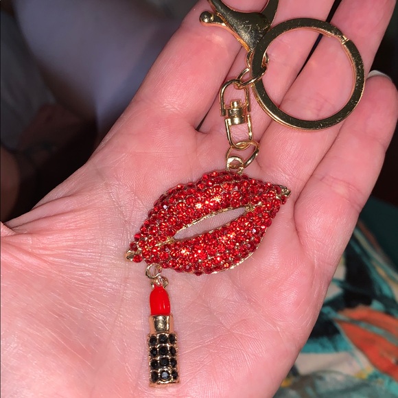 Crystal Lips and lipstick purse/bag charm keychain - Picture 5 of 5